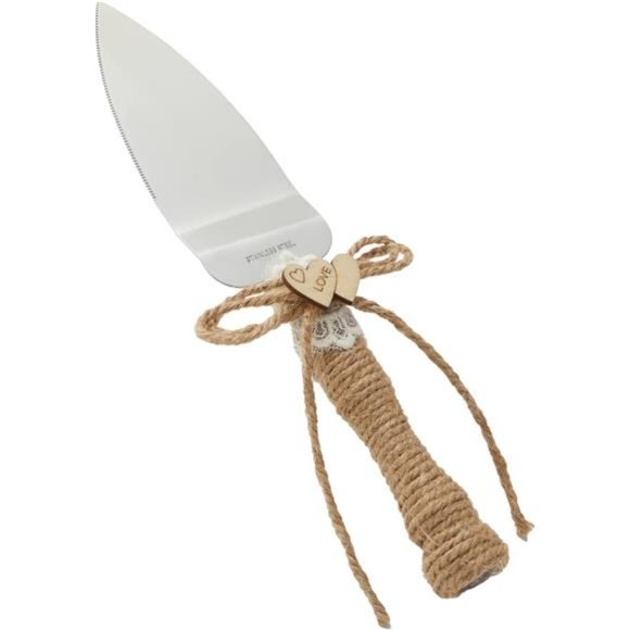 4 Piece Rustic-Style Wedding Cake Knife and Server Set with Champagne Glasses - Picture 7 of 7